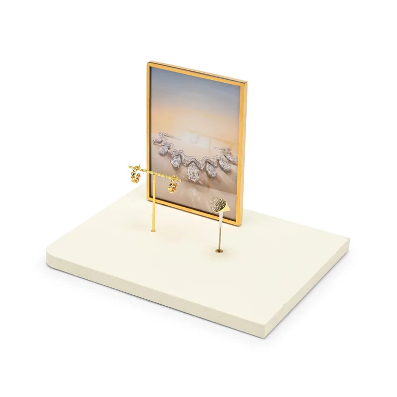 Présentoir Bijoux Velours Beige Vitrine Boutique