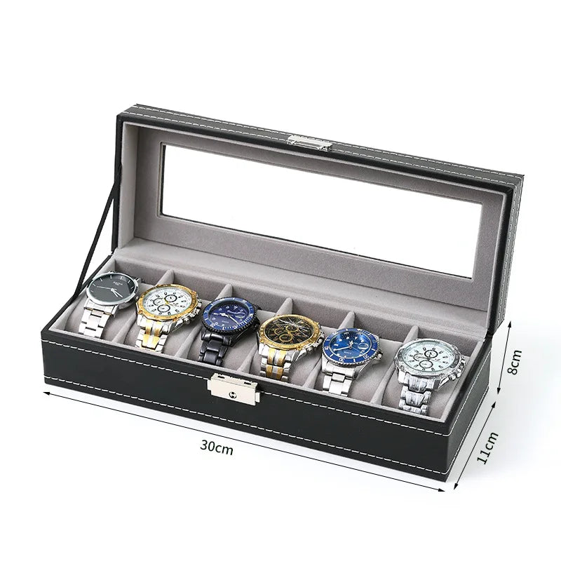 Boite Montre Cuir Verre Multi Emplacements