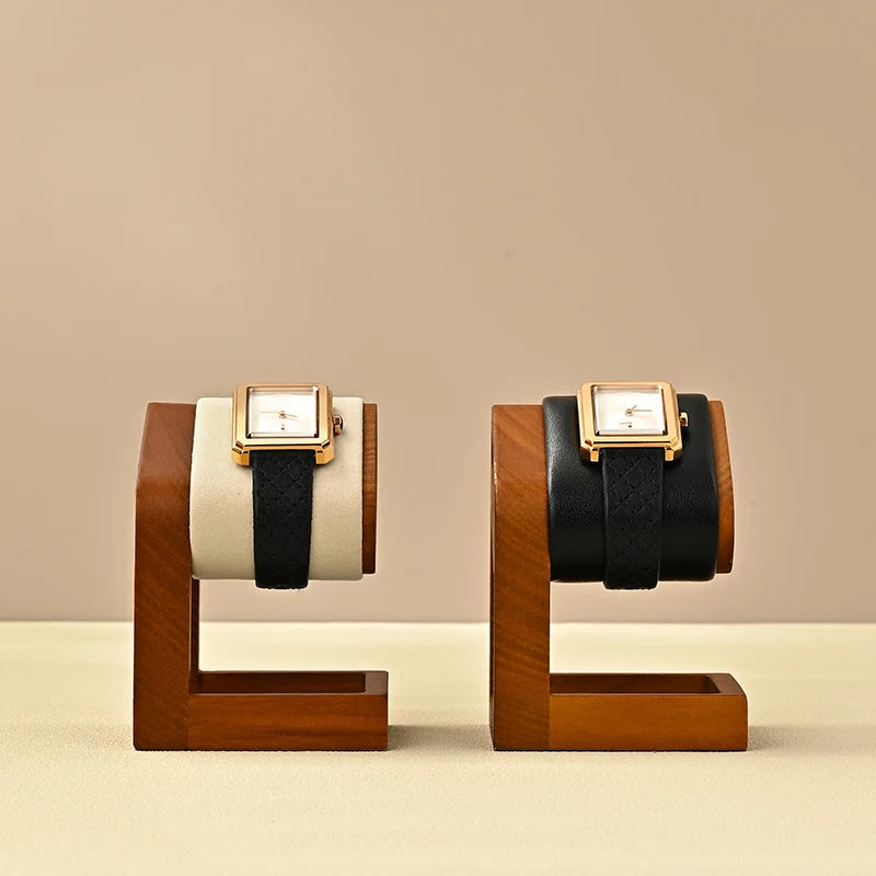 Présentoir Montre Bois Velours Cuir Barre T