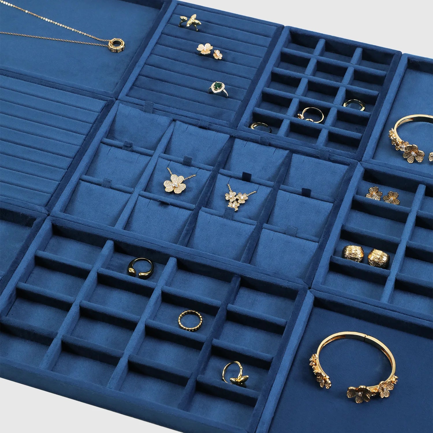 Plateau Bijoux Velours Tiroirs Multi Compartiments