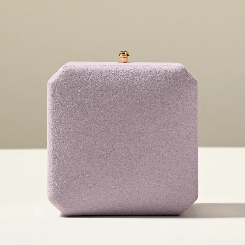 Boîte Bague Velours Violet Mariage Cadeau