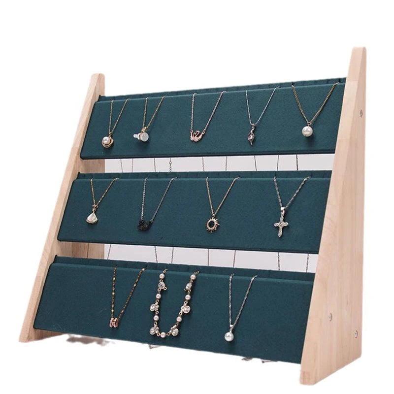 Plateau Bijoux Bois Velours 3 Etages