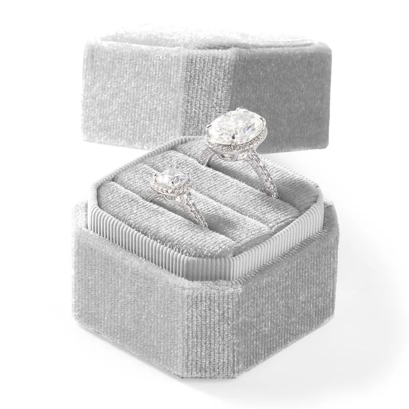Boite Bagues Velours Mariage 3 Compartiments