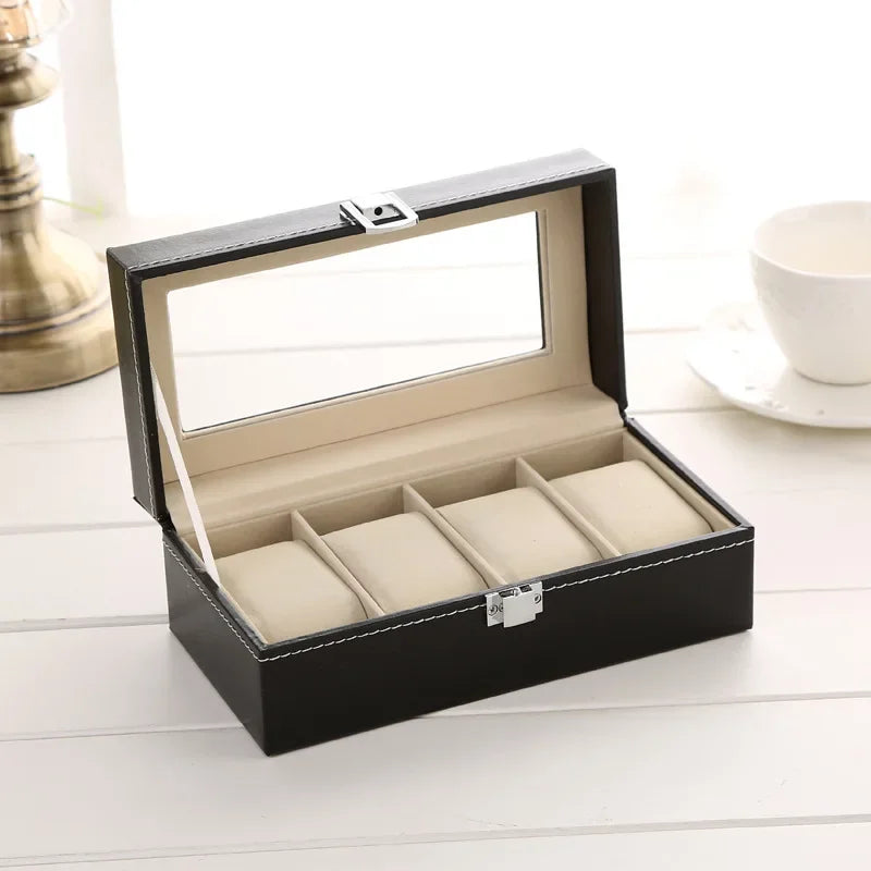 Boîte Montre Cuir Compartiments Rangement