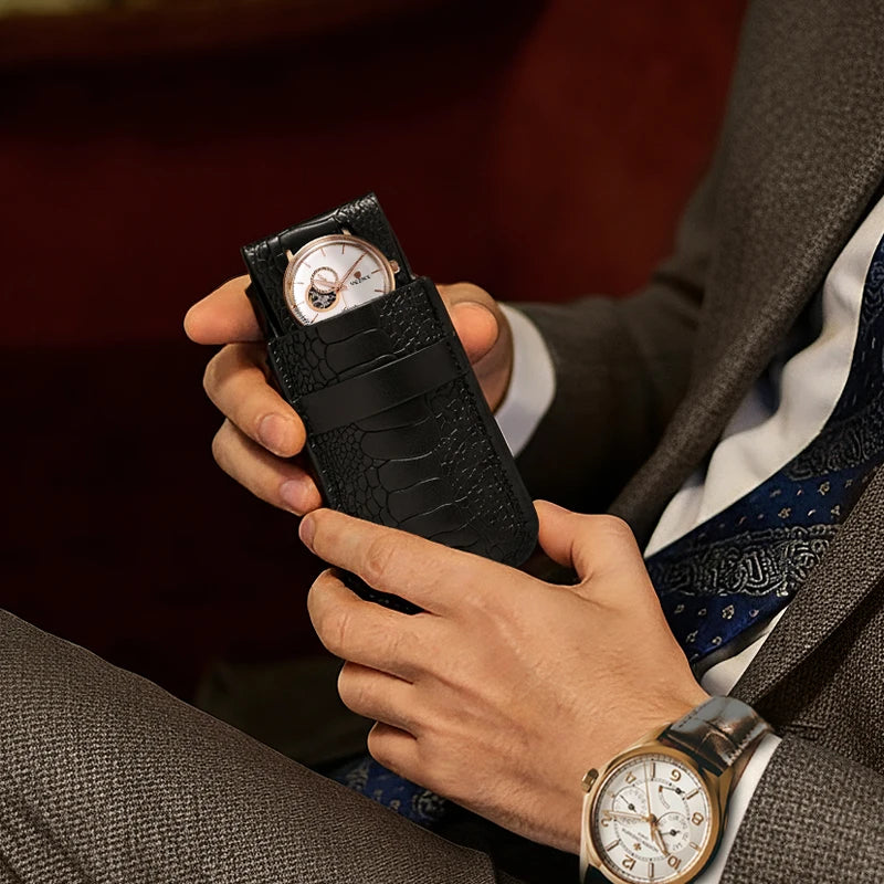 Étui Montre Cuir Voyage Anti-poussière Portable