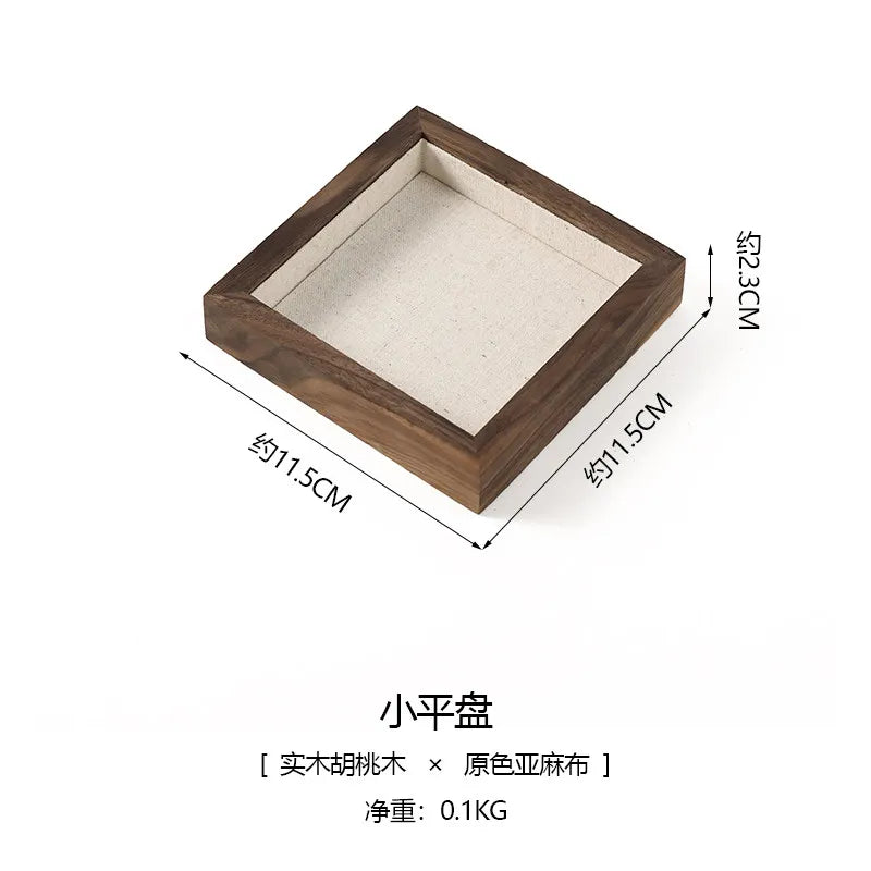 Boîte Bijoux Bois Noyer Lin Premium