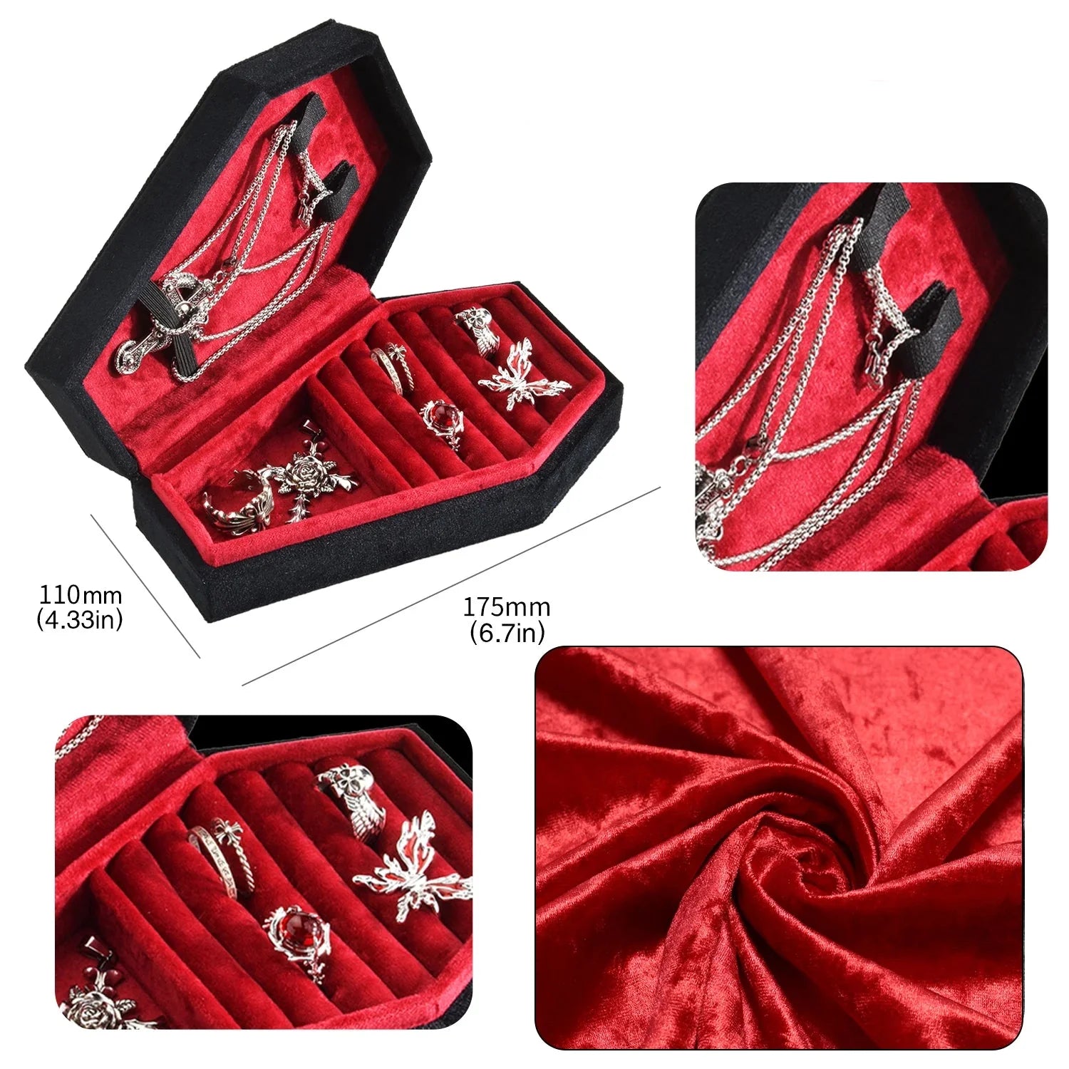 Boîte à Bijoux Cercueil Velours Gothique Mixte