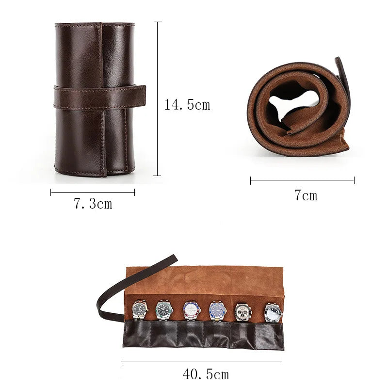 Etui Montre Cuir Enroulable 6 Places Voyage