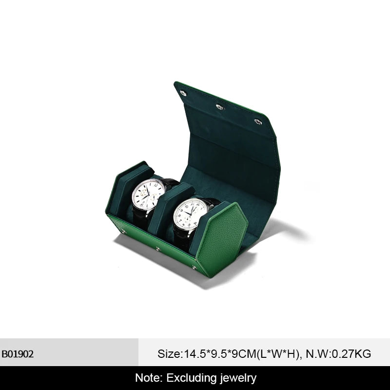 Étui Montre Cuir Hexagonal Voyage Portable