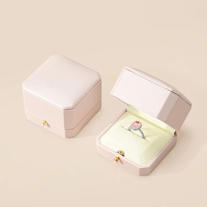 Boîte Bague Velours Simple Double Demande Mariage