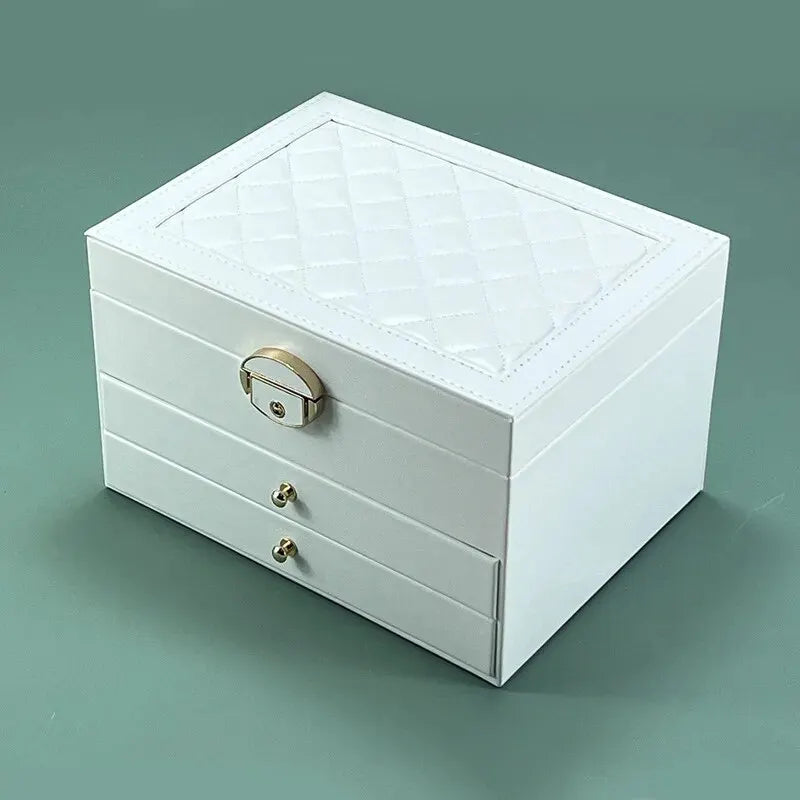 Boîte à Bijoux Cuir Multicouches Grande Capacité