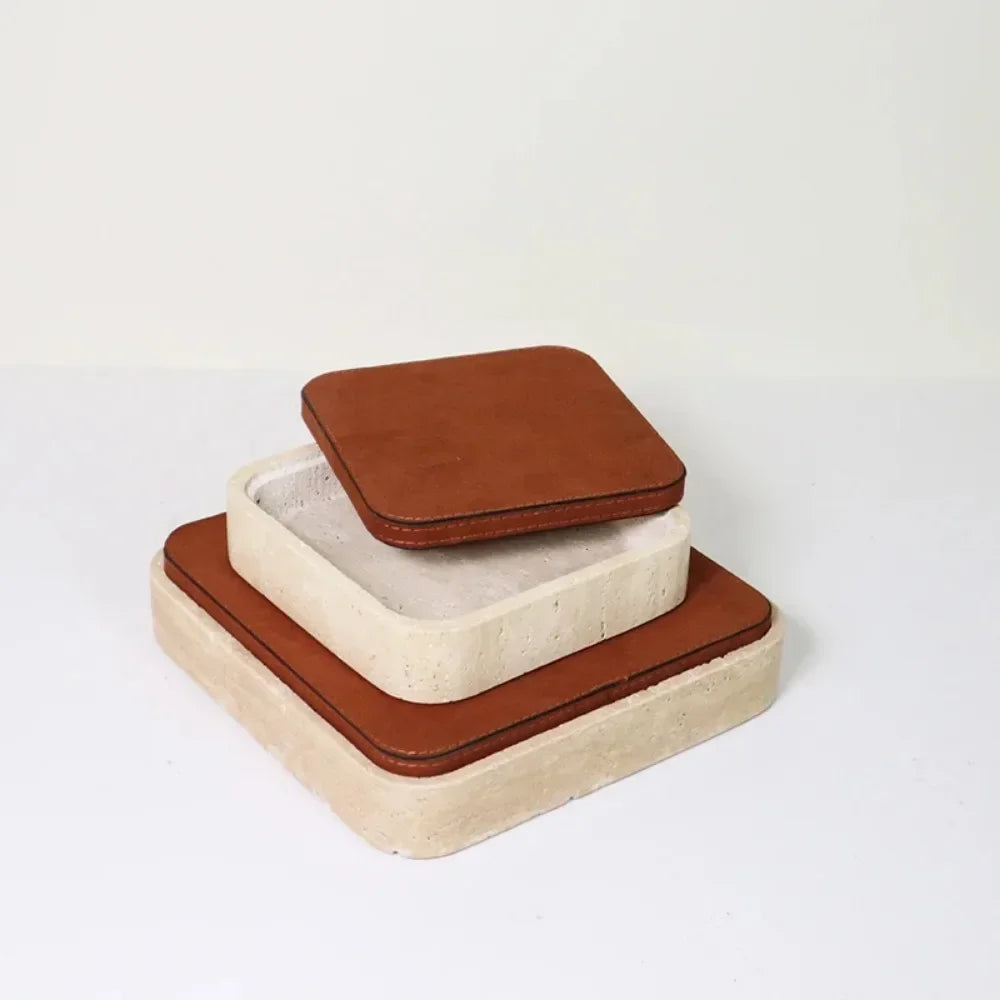 Boîte Bijoux Cuir Marbré Luxe Rangement