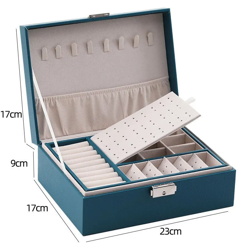 Boite Bijoux Cuir Velours Double Niveau