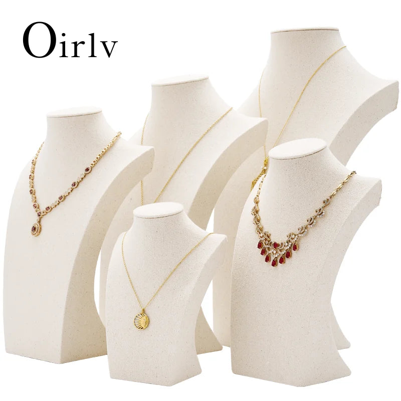 Buste Collier Coton Beige Texturé Vitrine