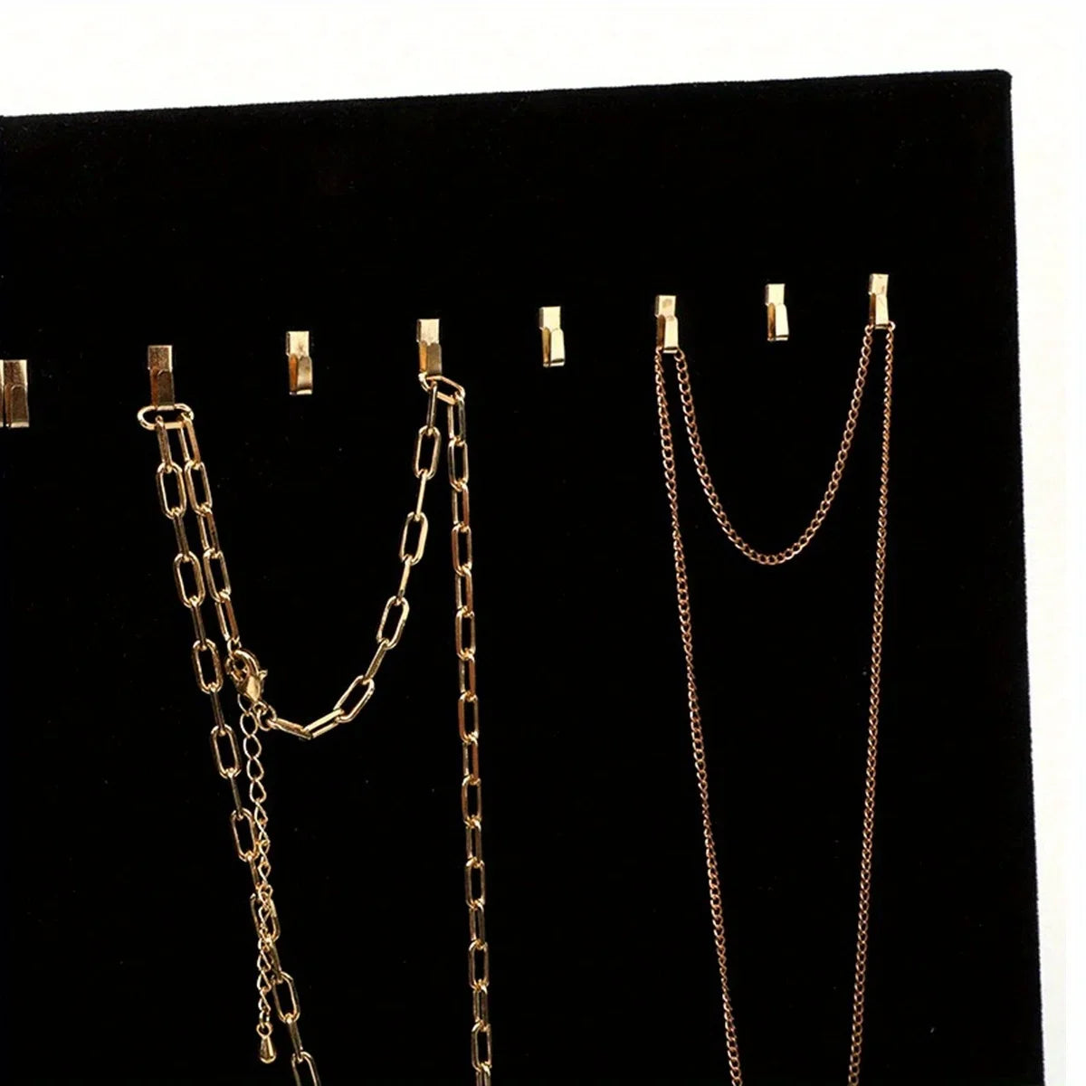 Présentoir Collier Bois Velours Noir Plat