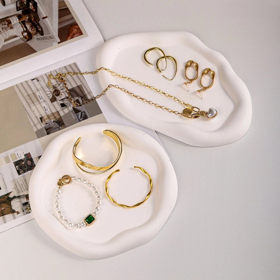 Plateau Bijoux Gypse Blanc, 11 Formes au Choix