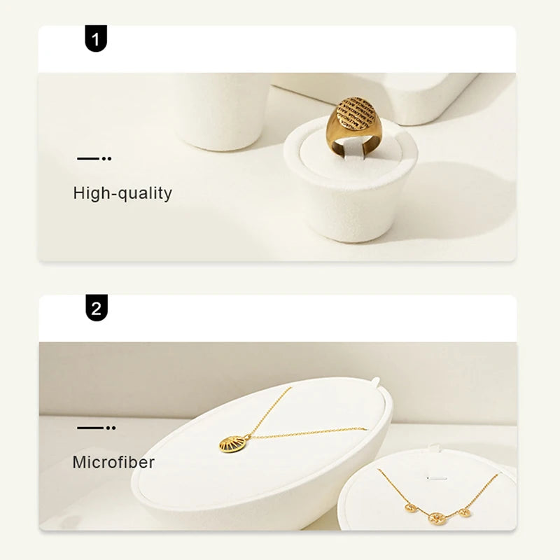 Présentoir Bijoux Velours Beige Boutique