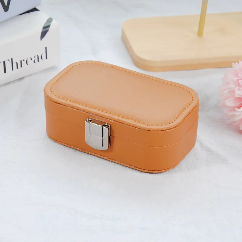 Boîte à Bijoux Cuir PU Velours Portable Bouton