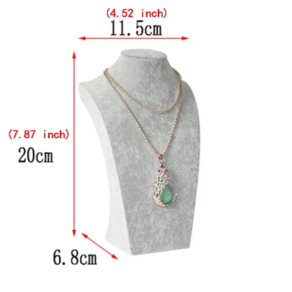 Buste Collier Velours Gris Présentoir Bijoux