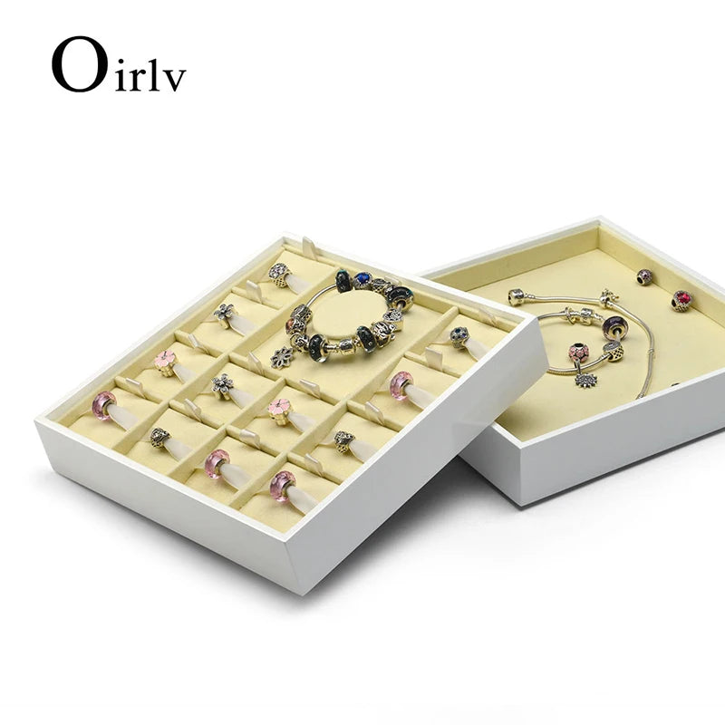 Plateau Bijoux Velours Perles Blanches
