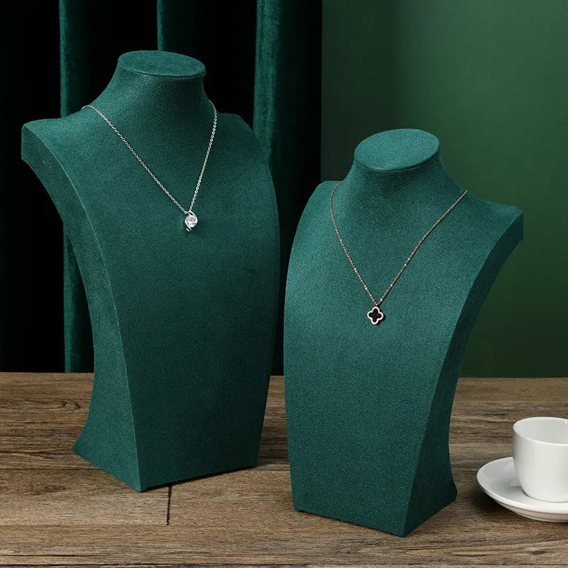 Présentoir Collier Buste Velours Vert Émeraude