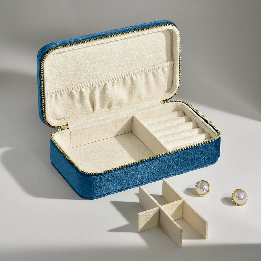 Boîte à Bijoux Velours Carrée Compartimentée
