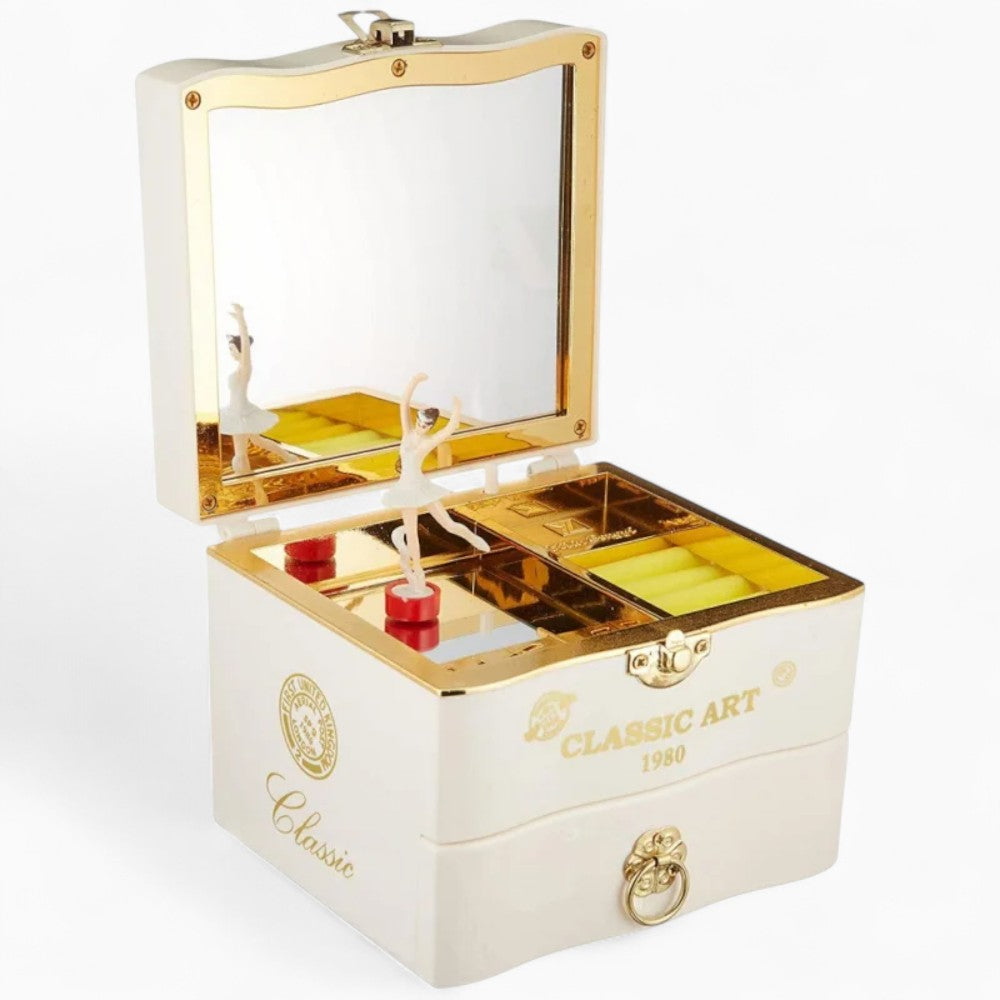 Boîte à Bijoux Musicale Bois Blanc Coffret