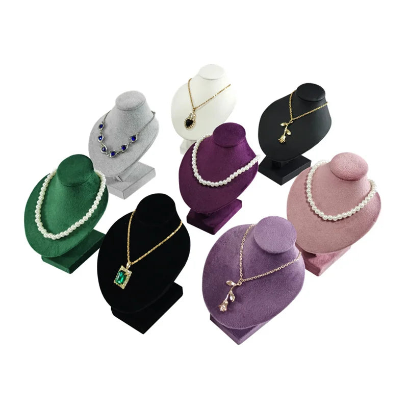 Présentoir Collier Buste Velours Plat Compact