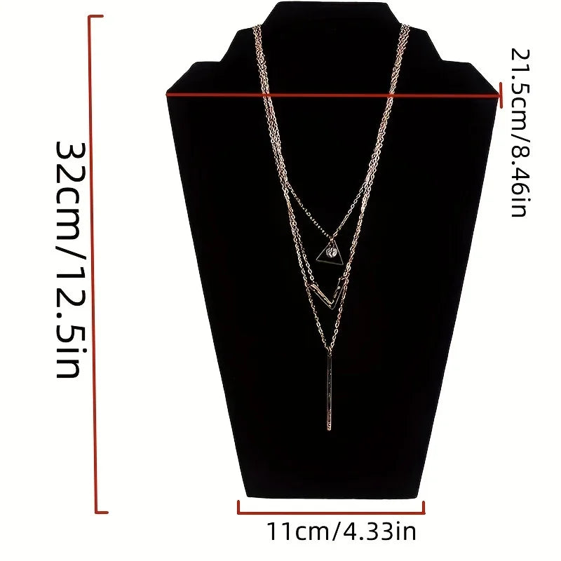 Présentoir Collier Velours Plat Noir Élégant