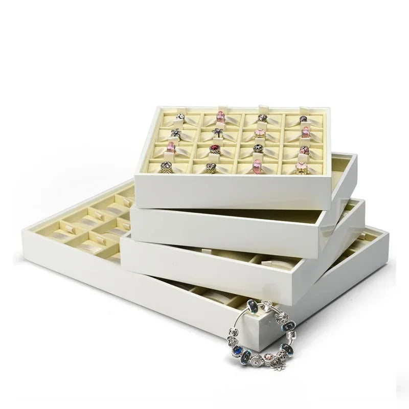 Plateau Bijoux Velours Perles Blanches