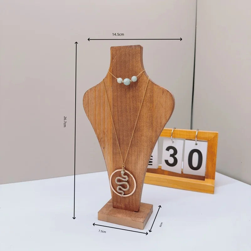 Buste Collier Bois Vase Mannequin Vitrine