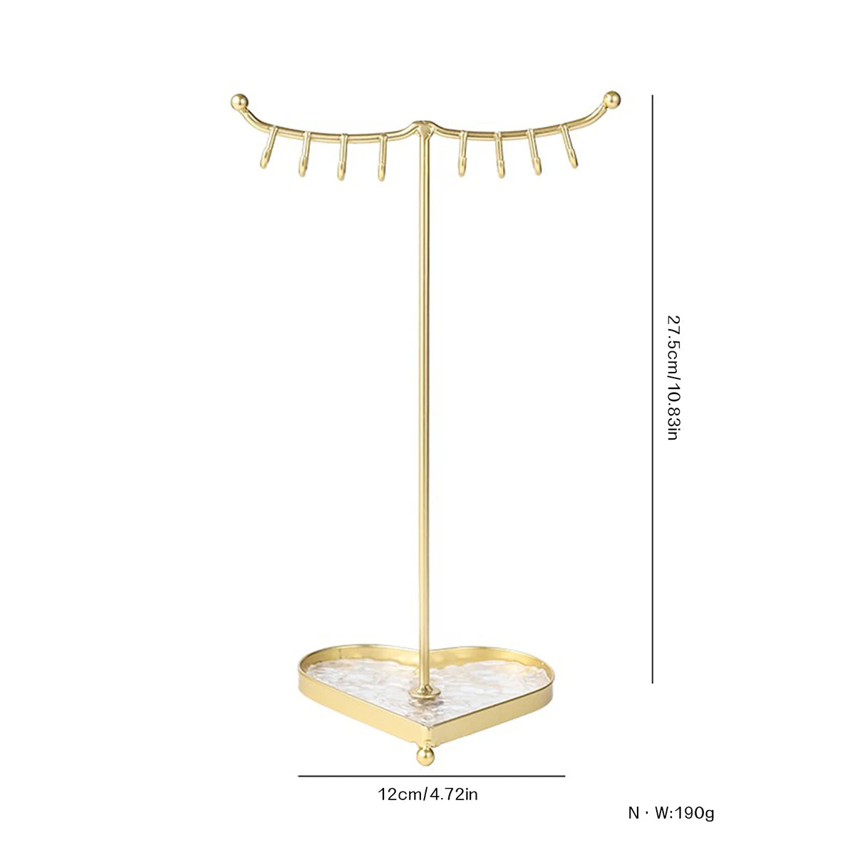 Présentoir Collier Métal Socle Cœur Romantique