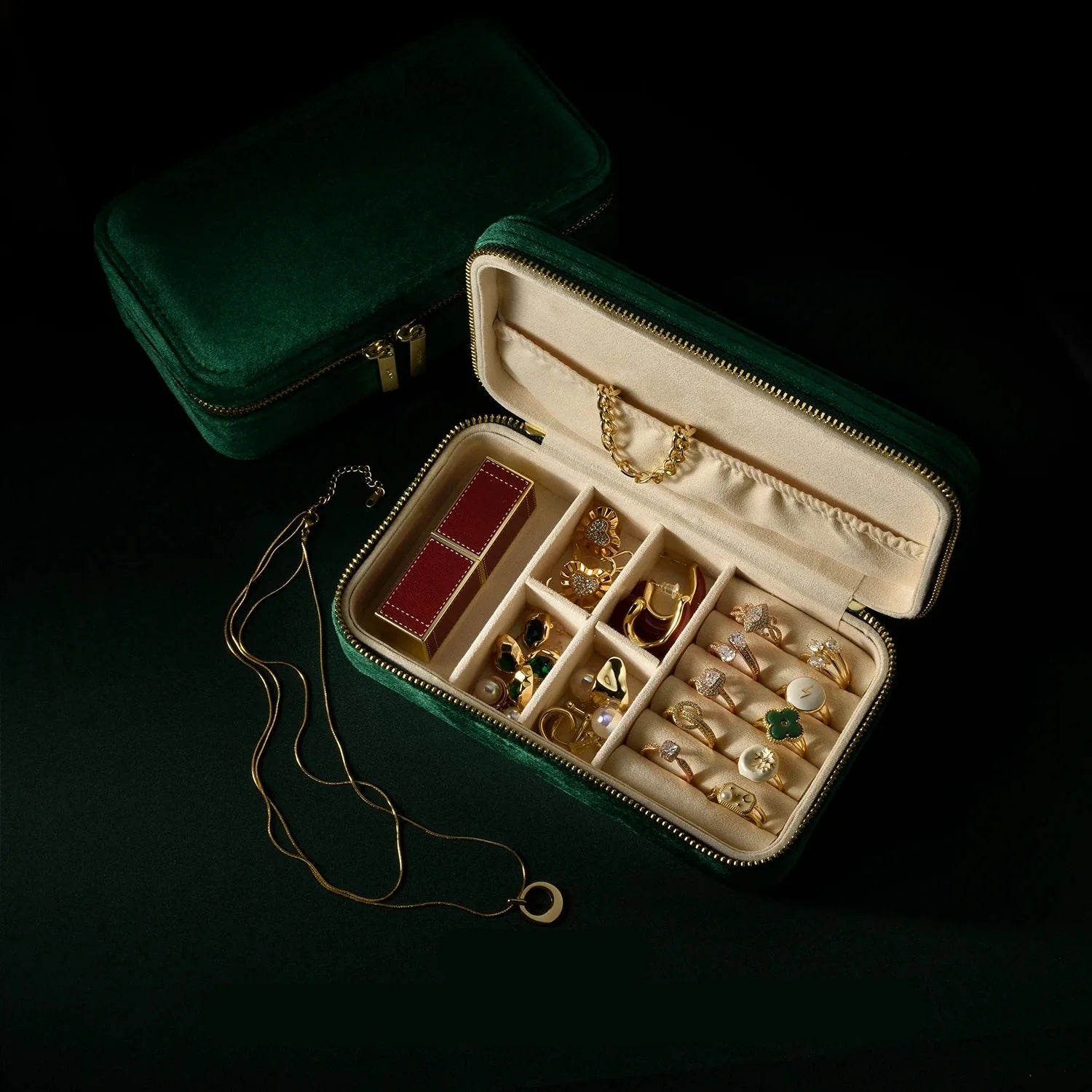 Boîte à Bijoux Velours Carrée Compartimentée