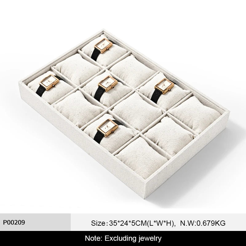 Plateau Bijoux Coton Lin Empilable Vitrine