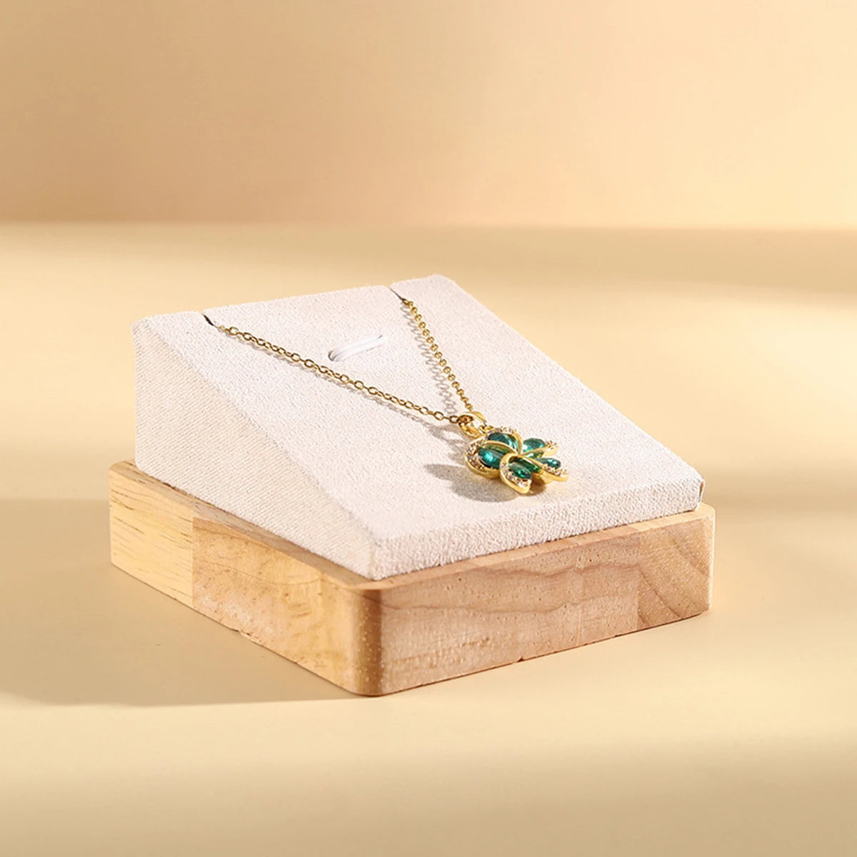 Plateau Bois Velours Collier Pendentif Présentoir Bijoux