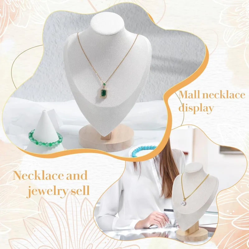 Buste Collier Velours Beige Mannequin Présentoir
