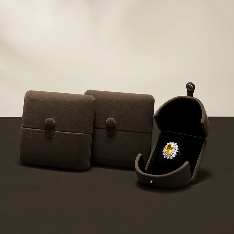 Boîte Bijoux Velours Café Cadeau