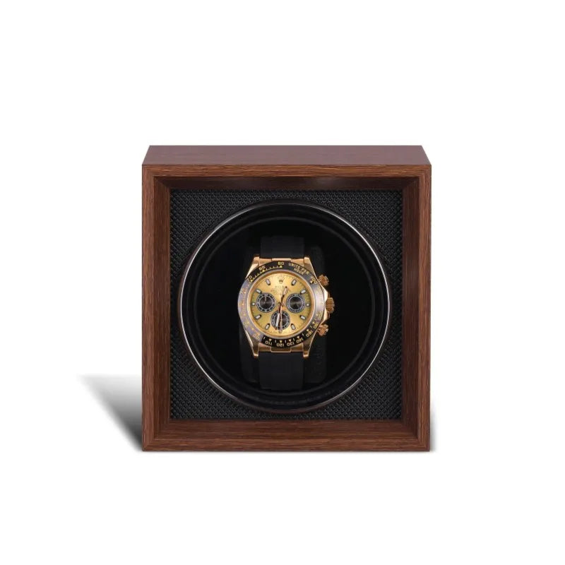 Coffre Fort Montre Bois Rotatif Remontoir LED