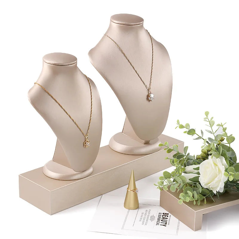 Présentoir Bijoux Cuir Blanc Comptoir Boutique