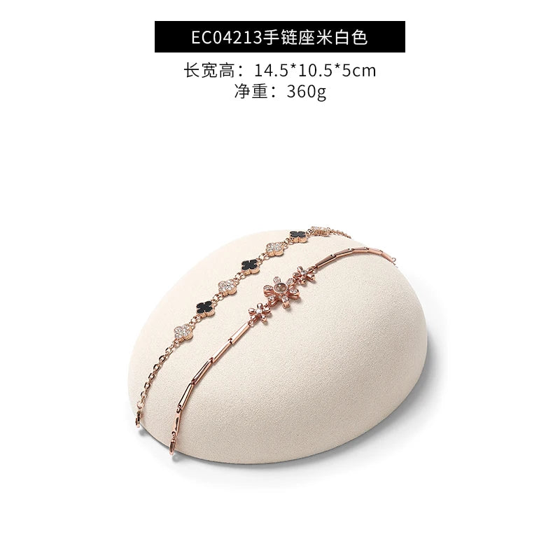 Présentoir Métal Microfibre Beige Collier Bague Boucle Fenêtre