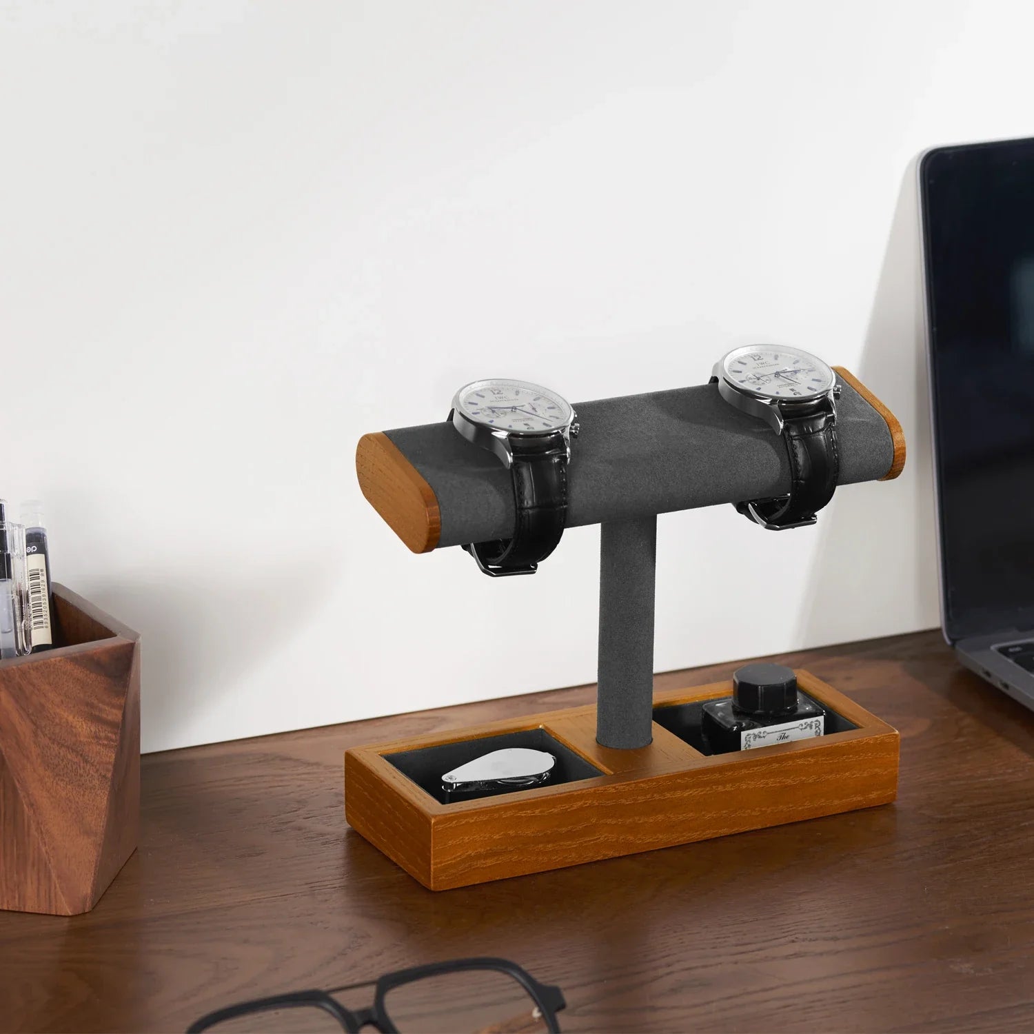 Présentoir Montre Bois Massif Support Double