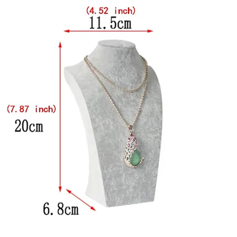 Buste Collier Velours Gris Présentoir Bijoux