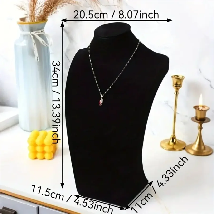Présentoir Collier Buste Velours Toile de Jute