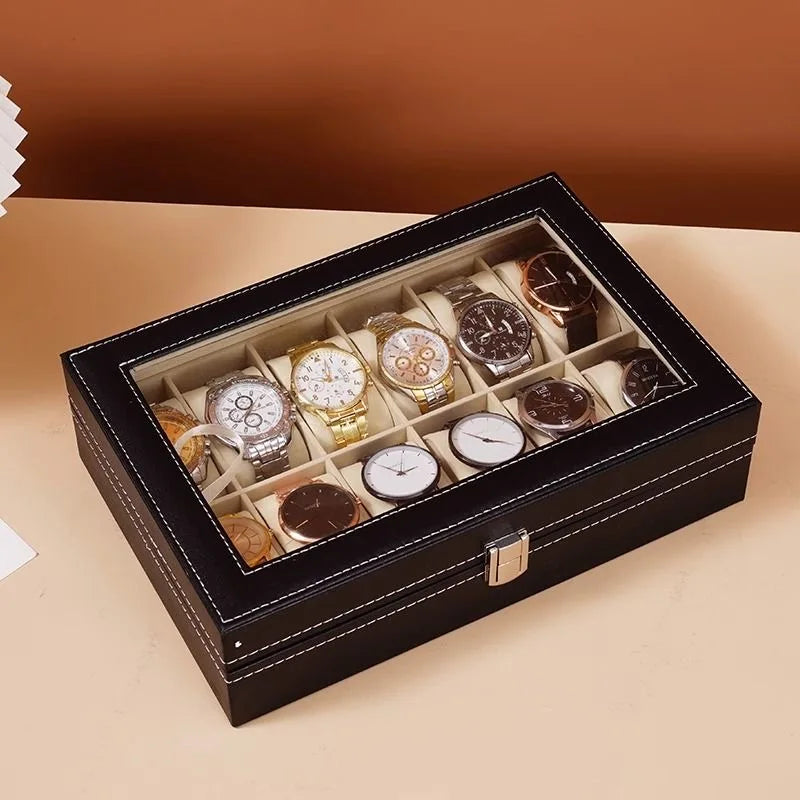 Coffret Montres Cuir Vitrine Verrouillable 20 Emplacements