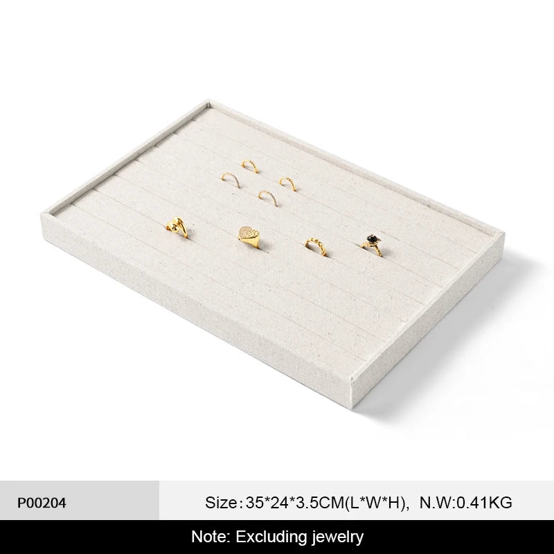 Plateau Bijoux Coton Lin Empilable Vitrine