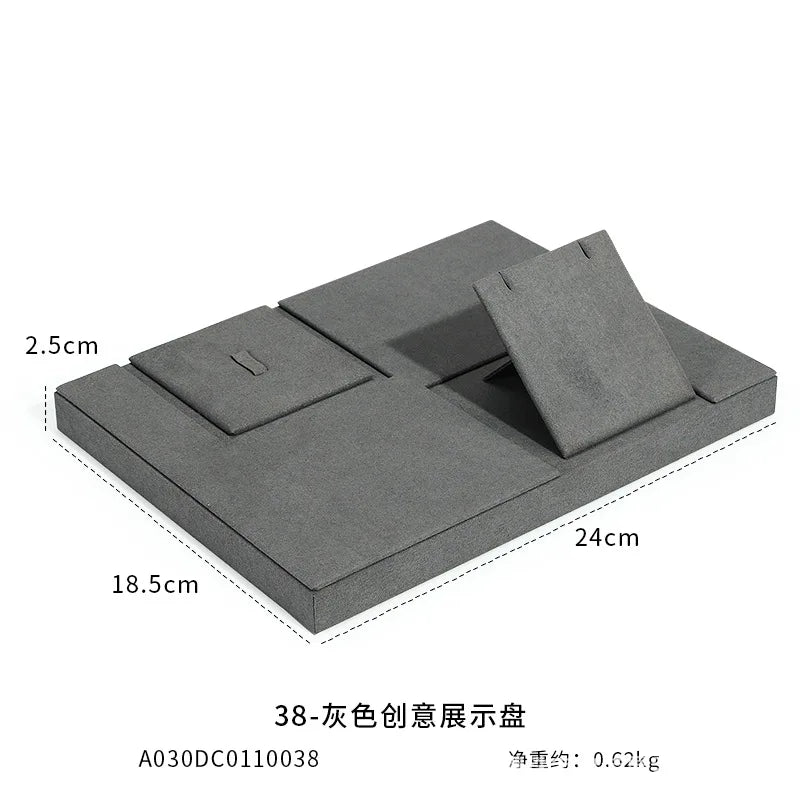 Présentoir Bijoux Microfibre Gris Vitrine