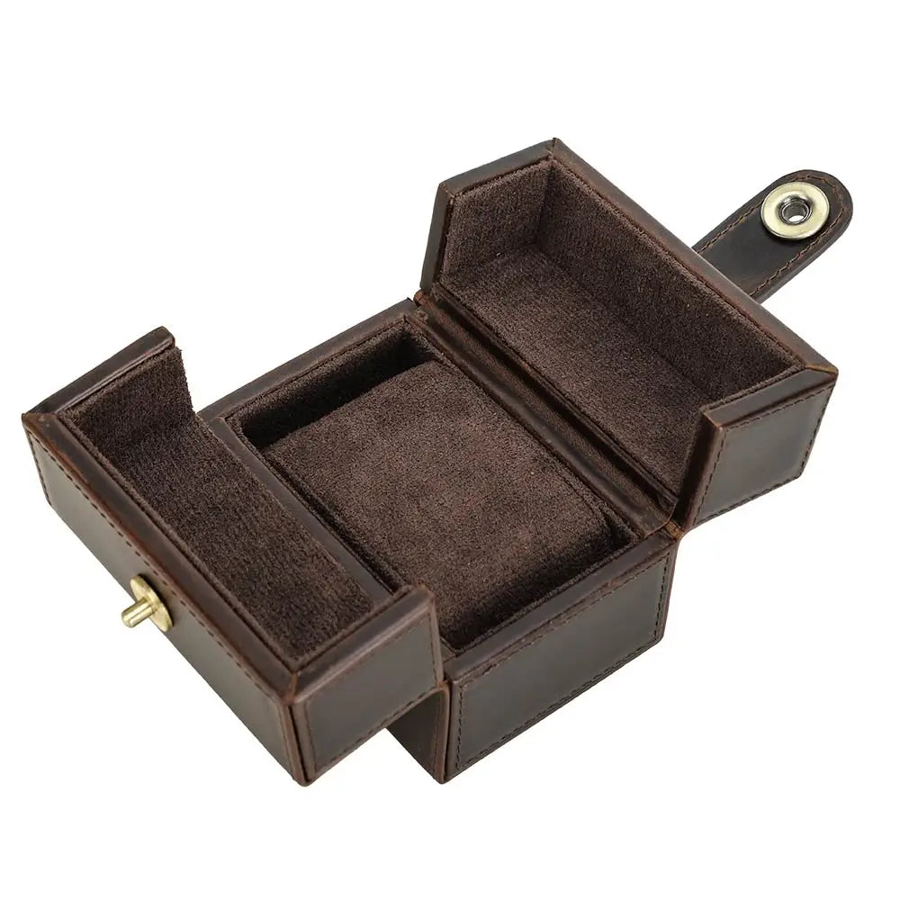 Étui Montre Cuir Voyage Rétro Fermoir Métal
