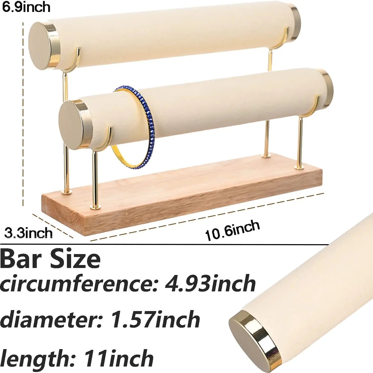 Présentoir Bracelet Velours Barre T Deux Niveaux