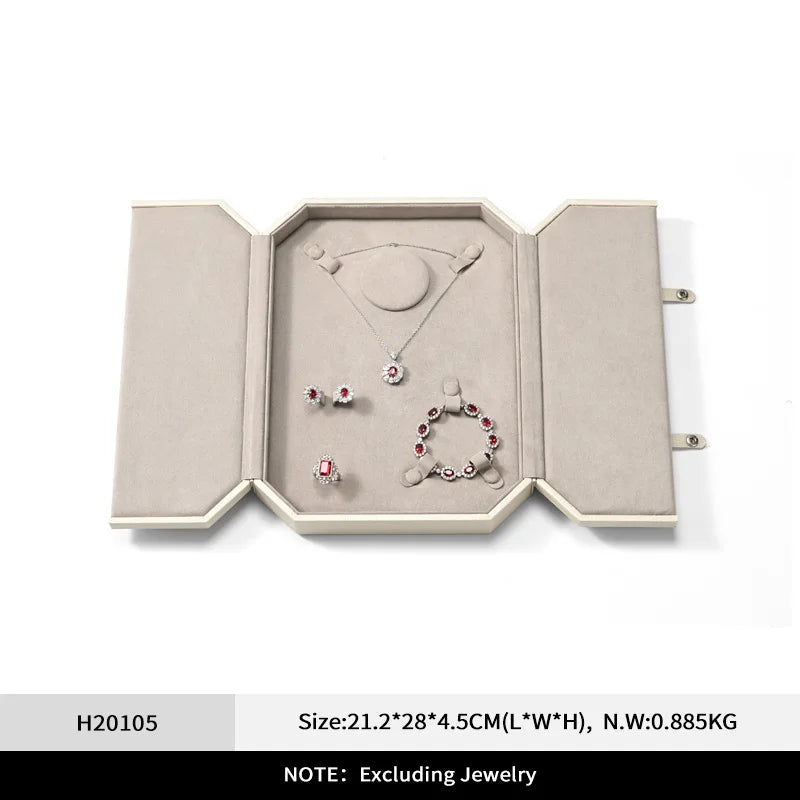 Boîte Cuir Premium Bijoux Double Bouton Bague Bracelet