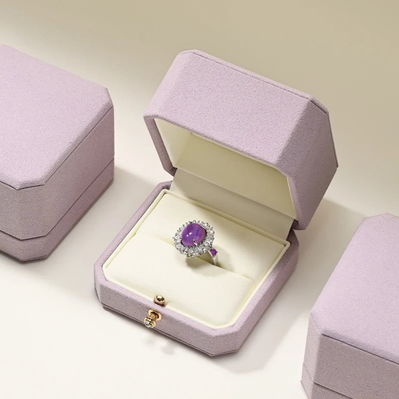 Écrin à Bague Violet Lilas Simple ou Double